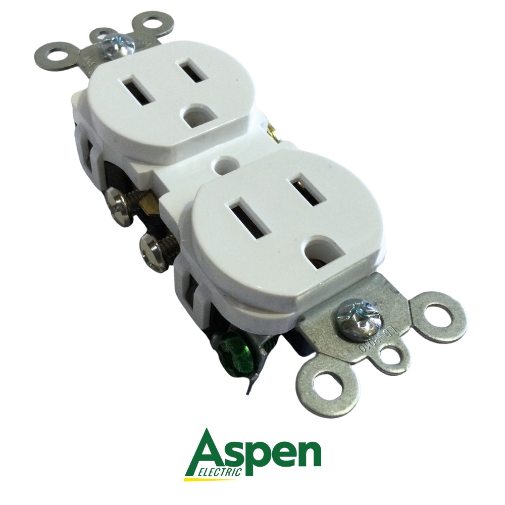 TOMA CORRIENTE DOBLE BLANCO 15A/125V UL ASPEN