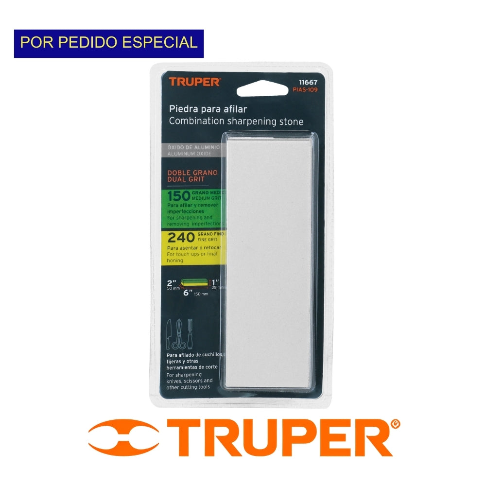 PIEDRA DE AFILAR 6 PULGADAS GRANO GRUESO 150 / GRANO FINO 240 TRUPER