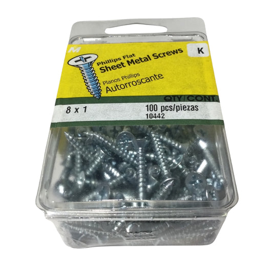 TORNILLO PARA LAMINA ZINCADO CAB PLANA PHILLIPS #8 x 1 PULGADAS