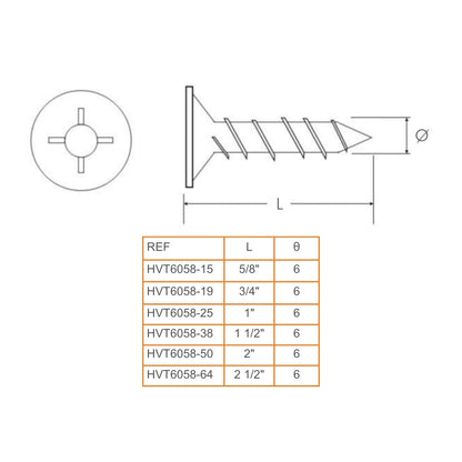 TORNILLO DE ENSAMBLE DRYWALL ZINCADO 6X5/8 PULGADAS CAJA X100