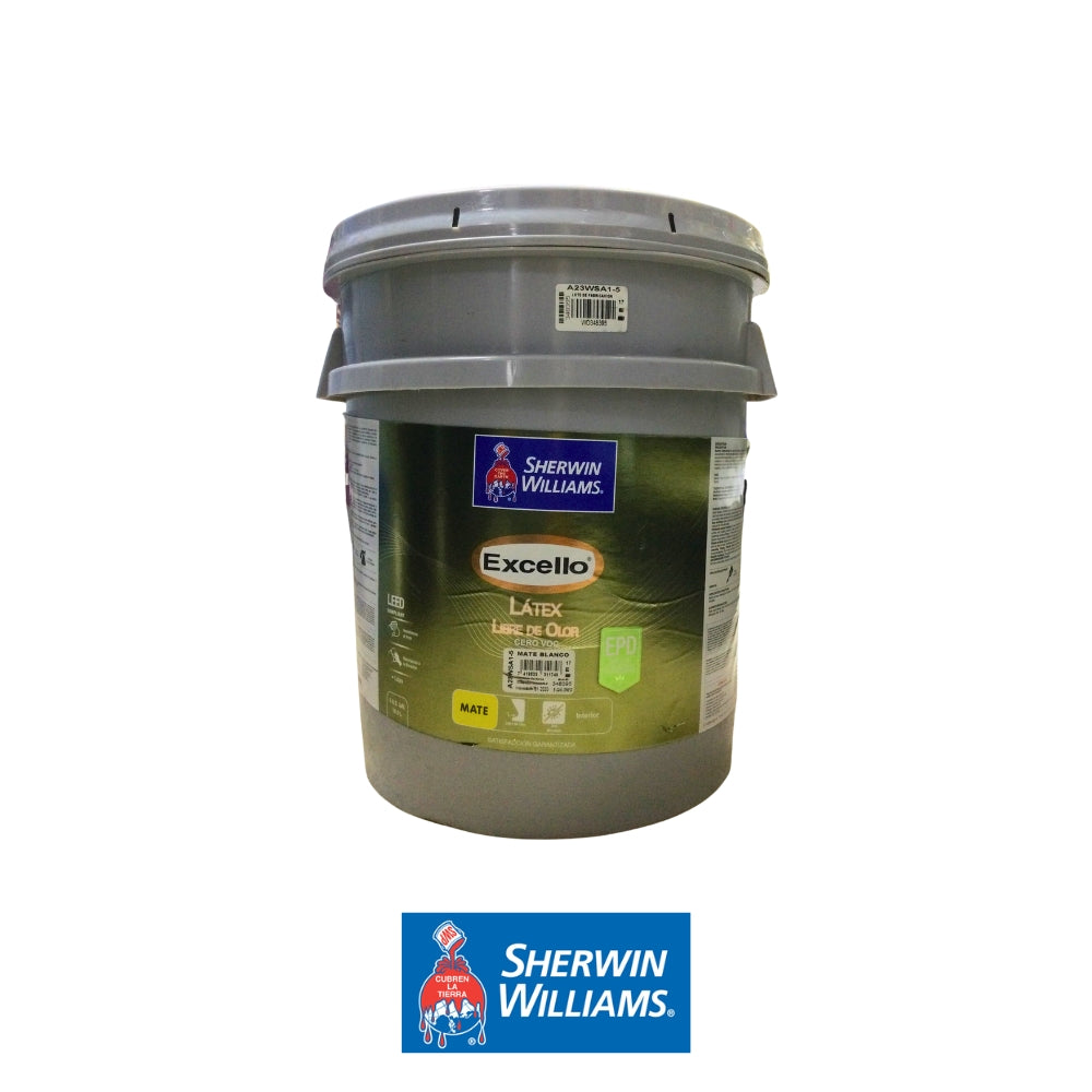 PINTURA LATEX LIBRE DE OLOR MATE ULTRA BLANCO EXCELLO 5GL A23WSA1-5 SHERWIN WILLIAMS