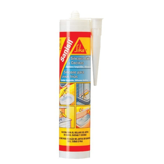 SELLADOR DE SILICONA ACÉTICA SANISIL BLANCO AP SANITARIAS 280 ML SIKA