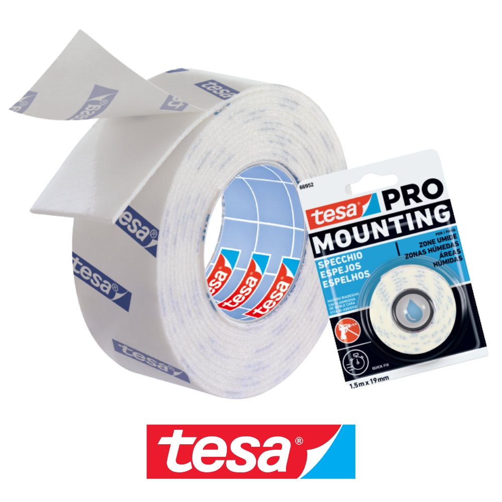 CINTA ADHESIVA DOBLE CARA PARA MONTAR ESPEJOS TESA PRO BLISTER 1.5M X 19MM  TES 669520-301