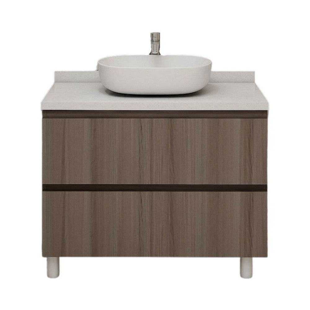 MUEBLE DE BAÑO EN PLYWOOD LAMINADO CON LAVAMANO Y GRIFERIA 2 GAVETAS 1.00X0.55X0.85 M COLOR MADERA YK201-C4 MOD. YKL-V006-PLY