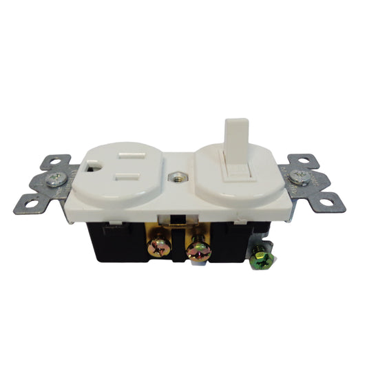 INTERRUPTOR CON TOMA POLARIZADO 15A/120V BLANCO
