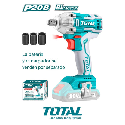 LLAVE IMPACTO INALÁMBRICA TOTAL DADO CUADRADO 1/2 PULGADAS TORQUE 300 Nm 20V NO INCLUYE BATERIA TOTAL TIWLI20010