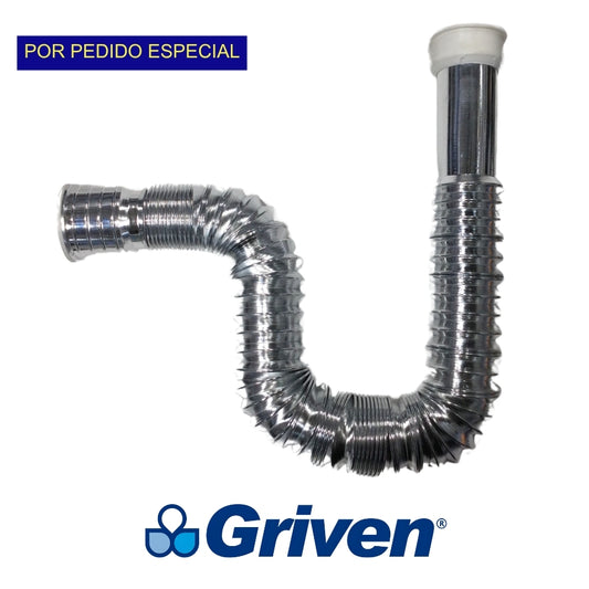 SIFON FLEXIBLE CROMADO PARA LAVAMANOS O FREGADERO GRIVEN GV-HDA-151C