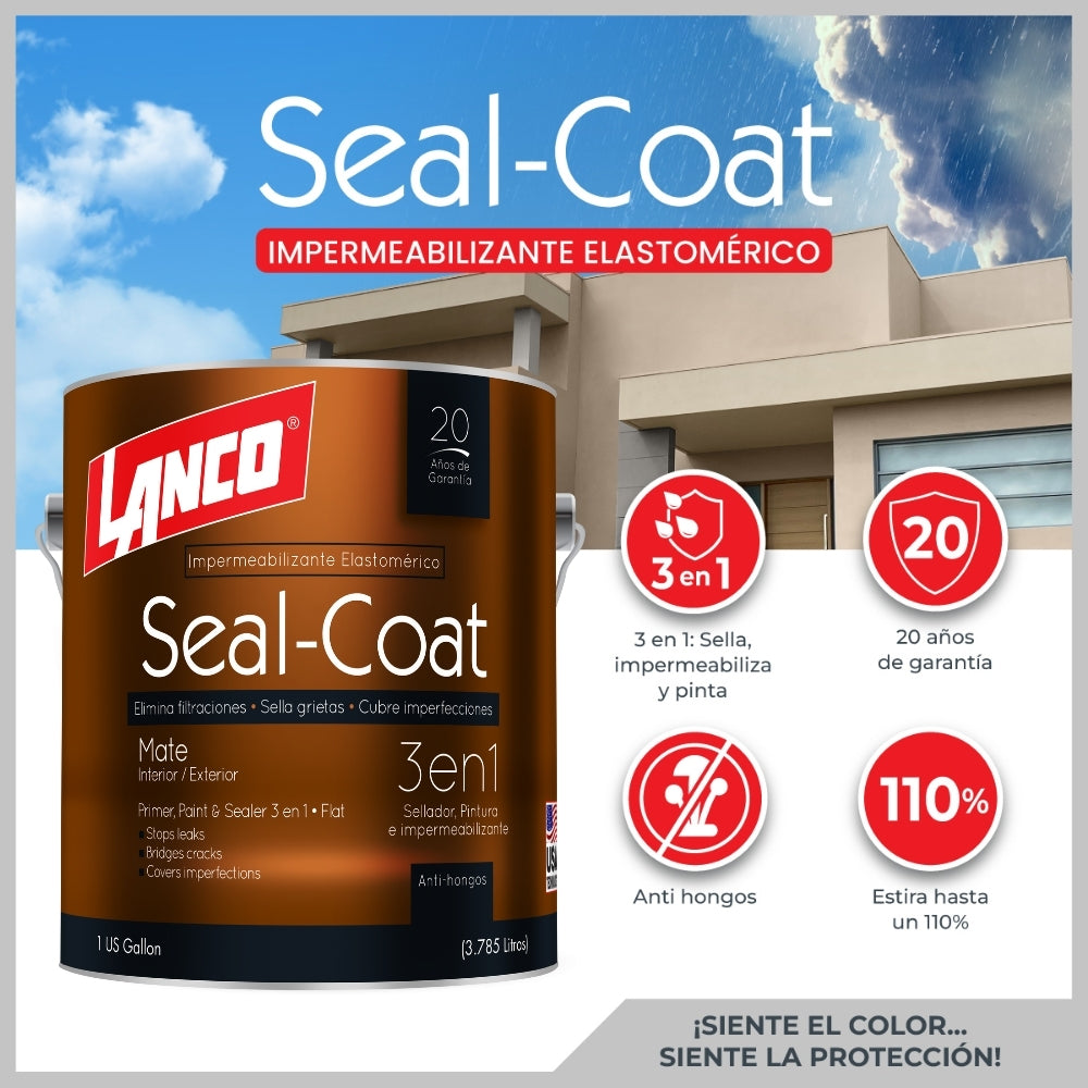 PINTURA IMPERMEABILIZANTE PARED EXTERIOR SEAL COAT BLANCO GL SC200-4 LANCO