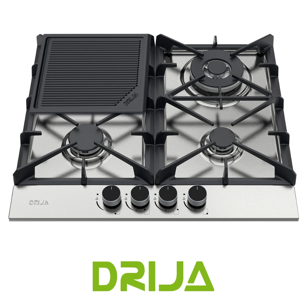 ESTUFA A GAS ACERO INOXIDABLE 304, 58 CM, 4 QUEMADORES ITALIANO (MILAN 60 PRO)