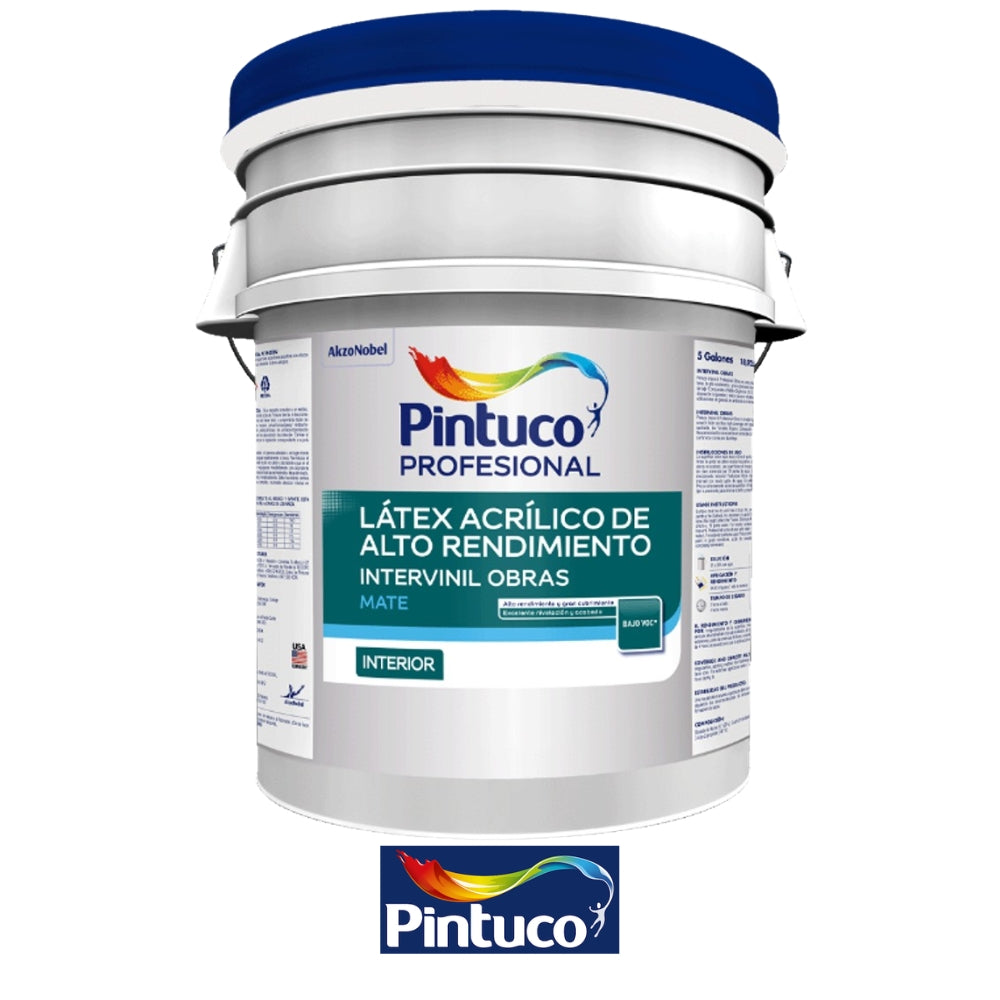 PINTURA NTERVINIL PROFESIONAL OBRAS BLANCO 5 GL (18.925L) PINTUCO  10296625