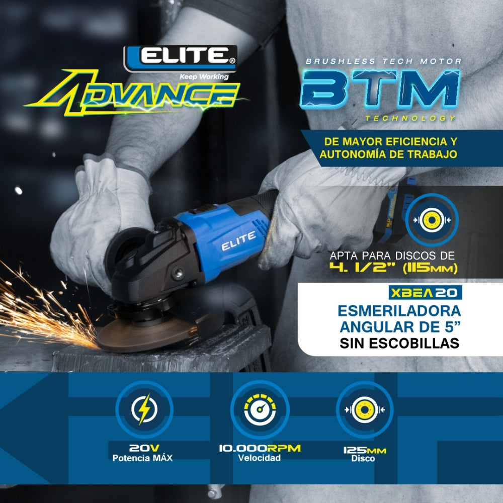PULIDORA INALAMBRICA BRUSHLESS 5 IN 20V 10.000RPM  1 BATERIA 5A ELITE
