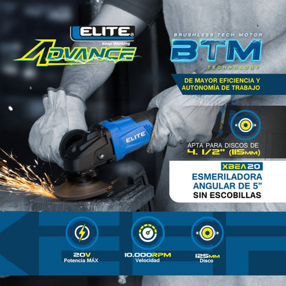 PULIDORA INALAMBRICA BRUSHLESS 5 IN 20V 10.000RPM  1 BATERIA 5A ELITE