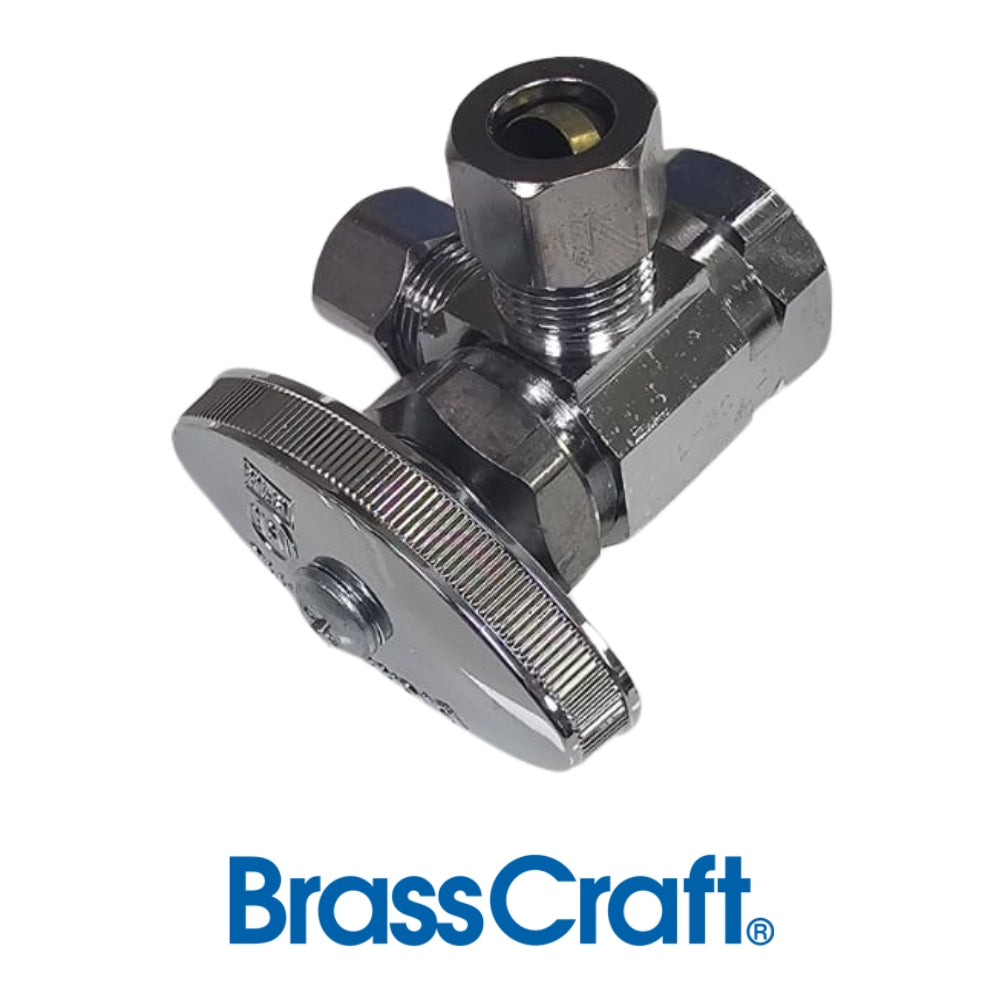 LLAVE DE ANGULO DOBLE 3/8 PULGADAS X 3/8 PULGADAS X 3/8 PULGADAS CROMADA R1501LRC1 BRASSCRAFT