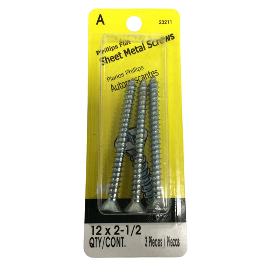 TORNILLO PARA LAMINA ZINCADO CAB PLANA PHILLIPS #12 x 2-1/2 PULGADAS