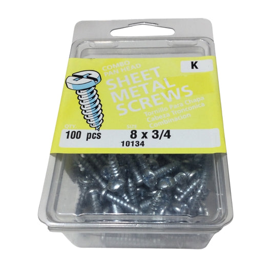 TORNILLO PARA LAMINA COMBO PAN HEAD ZINCADO #8 x 3/4 PULGADAS