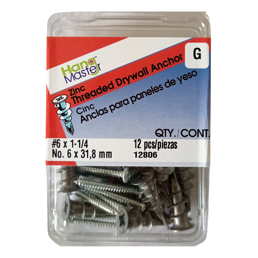 ANCLAJE ROSCADO PARA GYPSUM ZINC #6 x 1-1/4 PULGADAS