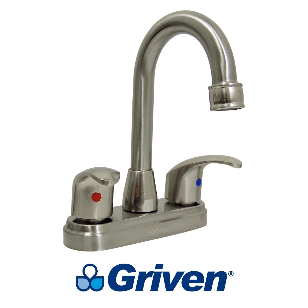 LLAVE DOBLE DE LAVAMANOS CUELLO TIPO BAR SATINADO GRIVEN GV-SF-1A