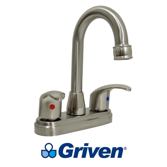 LLAVE DOBLE DE LAVAMANOS CUELLO TIPO BAR SATINADO GRIVEN GV-SF-1A