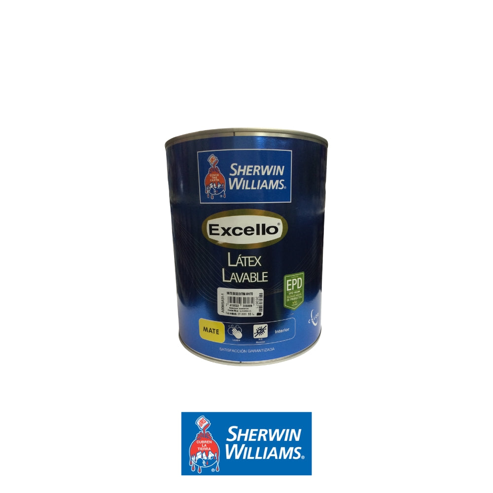 PINTURA LATEX LAVABLE MATE BASE EXTRA WHITE EXCELLO GL A90WSA51-1 SHERWIN WILLIAMS