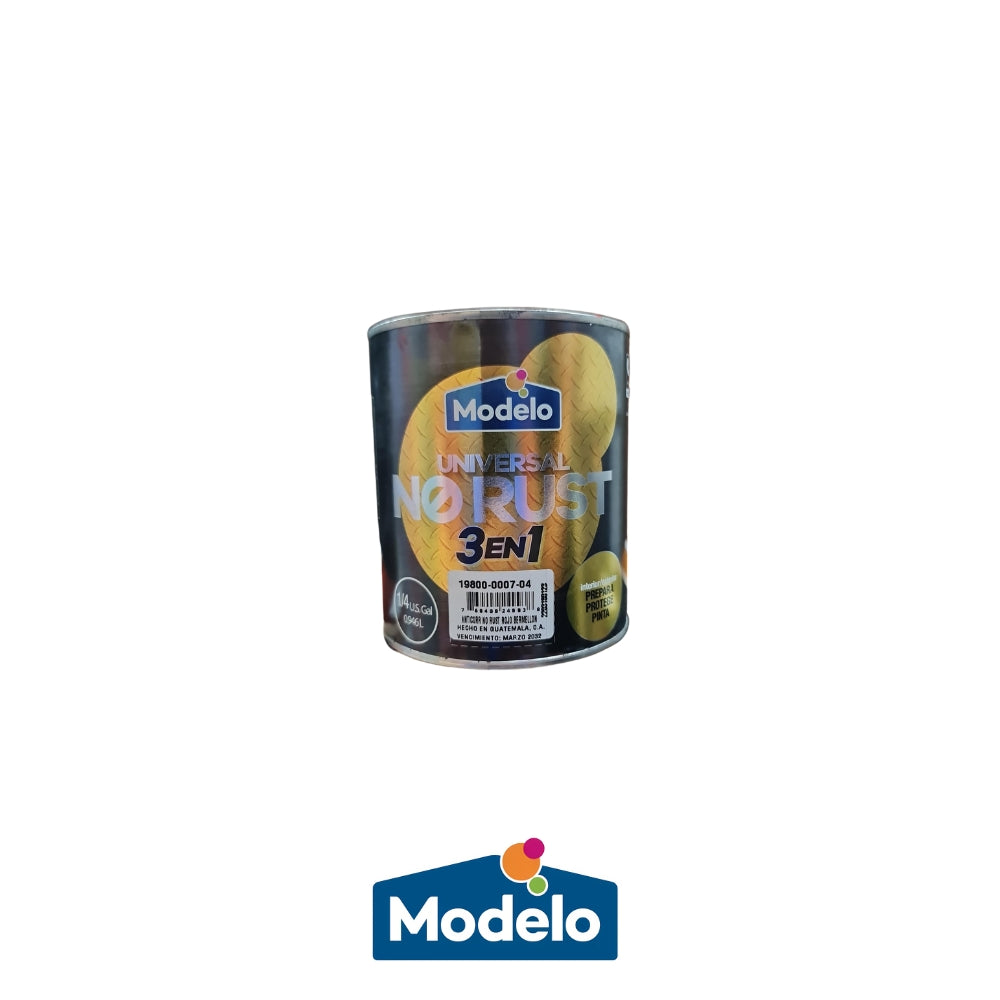PINTURA ANTICORROSIVO 1/4 NO RUST ROJO BERMELLON 3 EN 1 MODELO 19800-0007-04