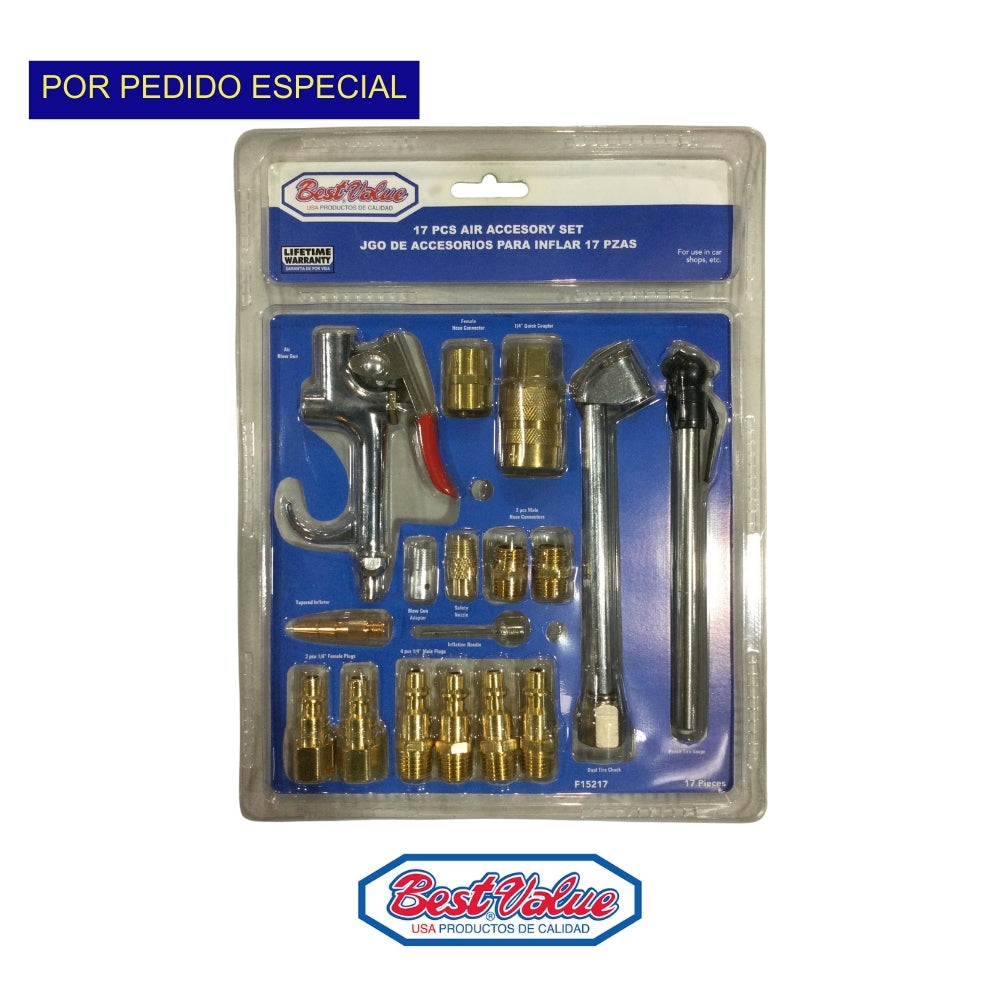 JUEGO DE ACCESORIOS PARA COMPRESOR 17PCS