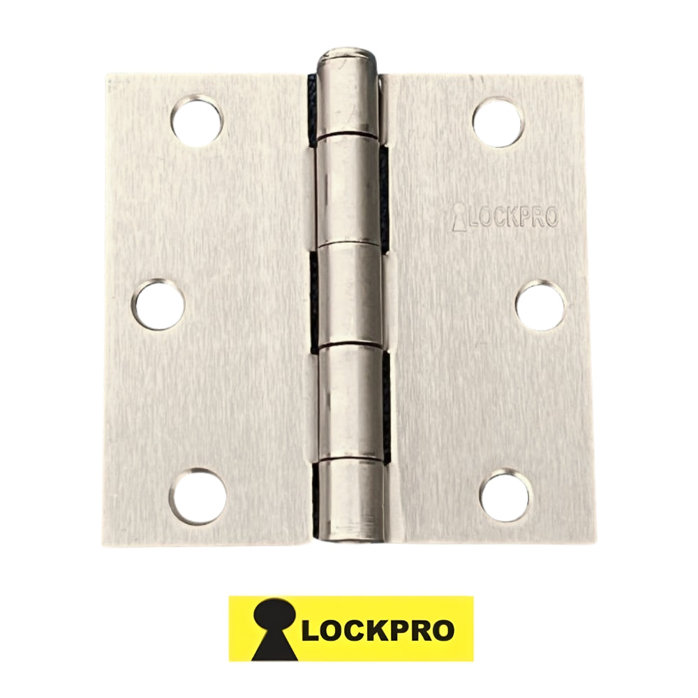 BISAGRA PLATEADA 3 PULGADAS X 3 PULGADAS PAR 2.0 MM ESPESOR LOCKPRO