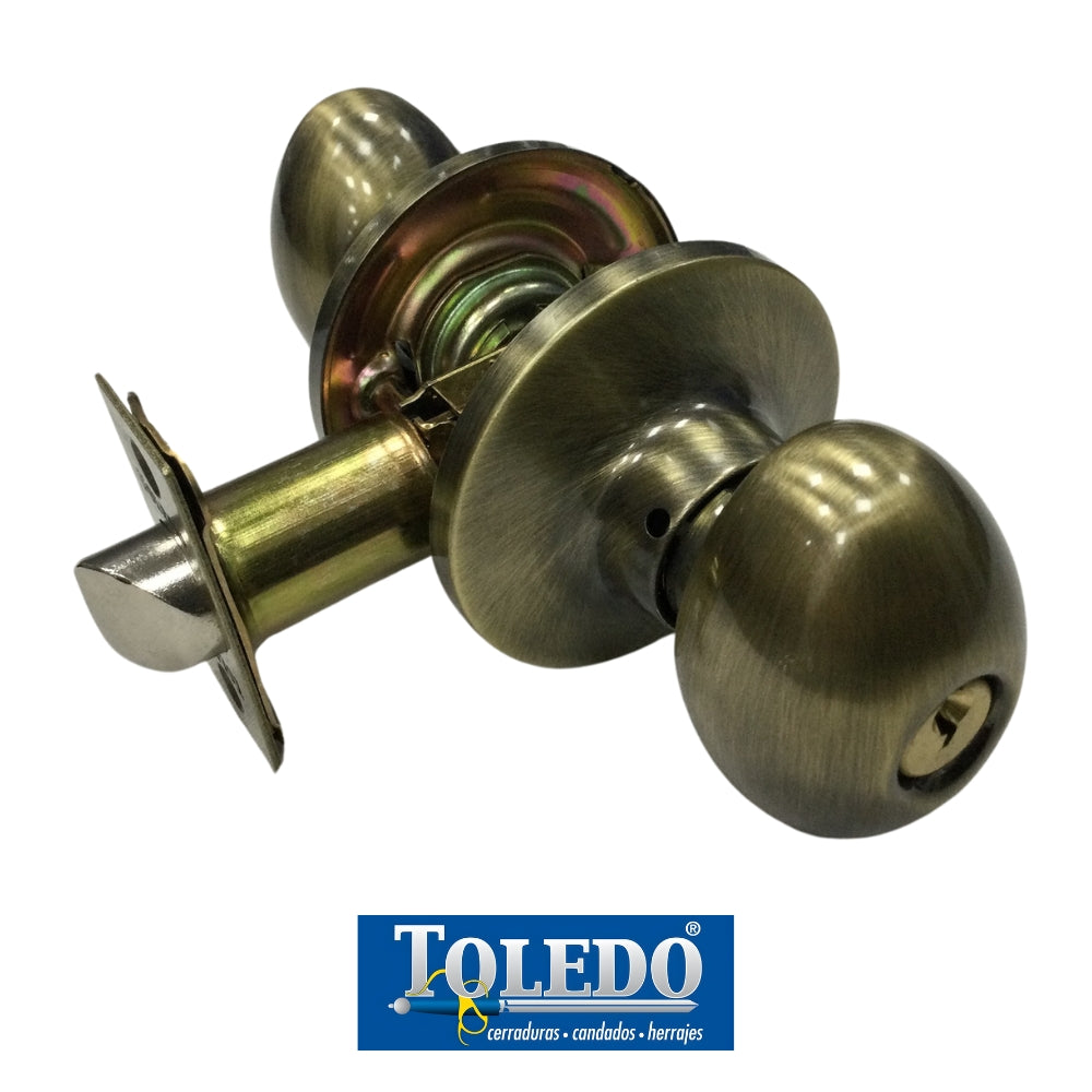 CERRADURA TOLEDO SANTIAGO LLAVE / BOTON BRONCE ANTIGUO