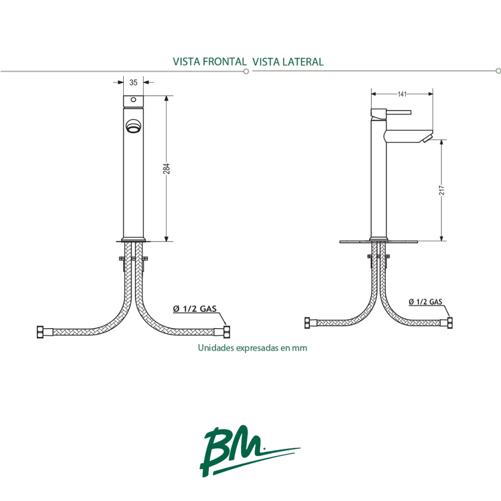 LLAVE PARA LAVAMANO MODELO TOKIO DE CUELLO ALTO CON ACABADO CROMO BM-002