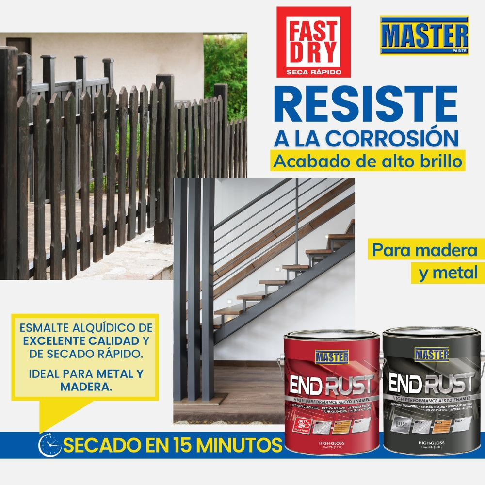 ESMALTE DE ACEITE ANTICORROSIVO BASE SECADO RAPIDO END RUST FAST DRY PTB GALON VV2771P MASTER