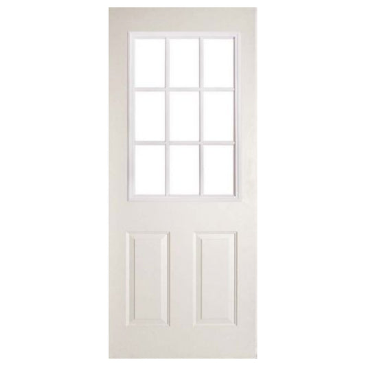 PUERTA PARA INTERIOR DE PINO SOLIDA ENCHAPADA EN MDF SIN NUDOS FRANCESA BLANCA (3X7) 9 LUCES