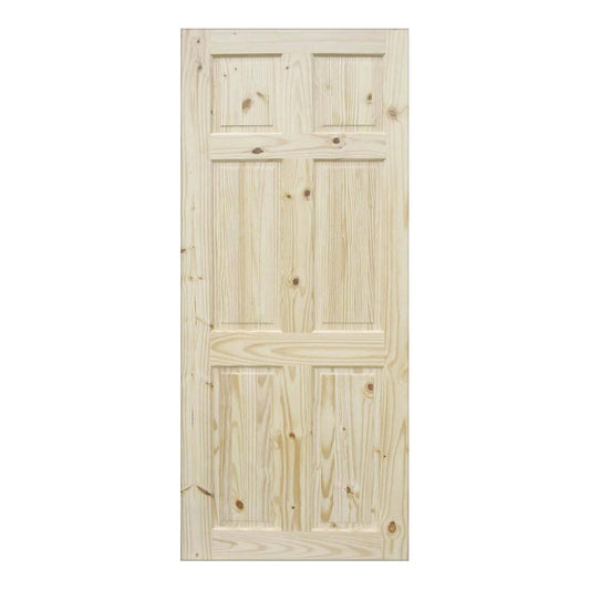 PUERTA PARA INTERIOR DE PINO CON NUDOS 6 PANELES (3X7)