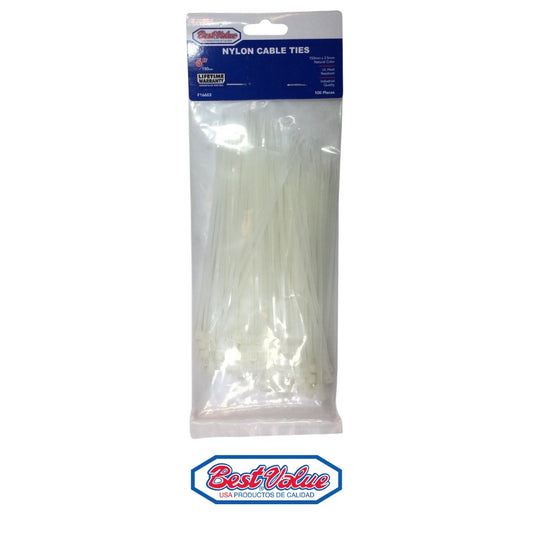 ZUNCHO PLASTICO BLANCO DE 6 PULGADAS X 2.5mm BEST VALUE