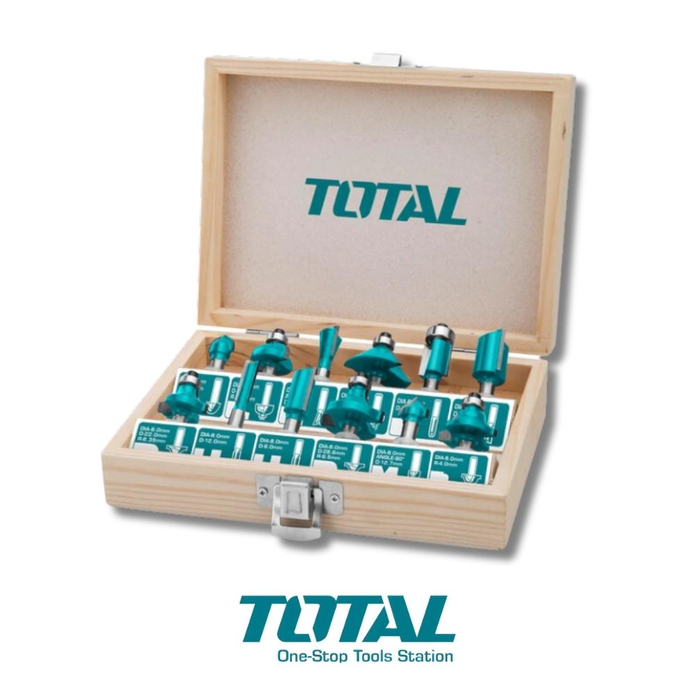 MALETIN MIXTO DE 12 PCS DE FRESAS P/ROUTER 1/4 PULGADAS TOTAL TACSR0104121