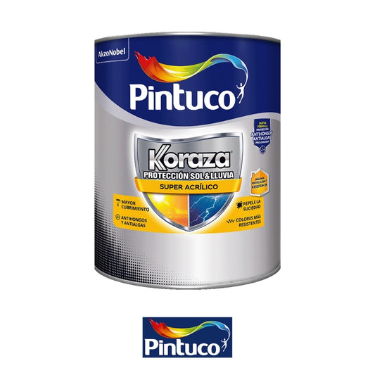 PINTURA ACRILICA KORAZA SOL Y LLUVIA ANTIHONGOS BASE INTERMEDIA 3587 QTO PINTUCO