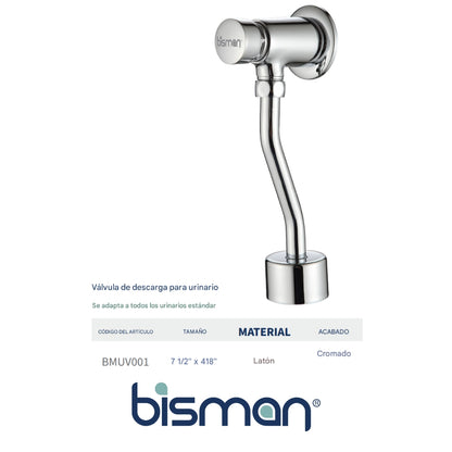 FLUXOMETRO PARA URINAL BMUV001 7-1/2 X 4-1/8 IN BRASS CHROME PLATED