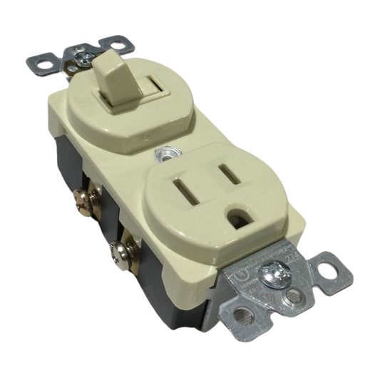 INTERRUPTOR CON TOMA POLARIZADO 15A/125V IVORY