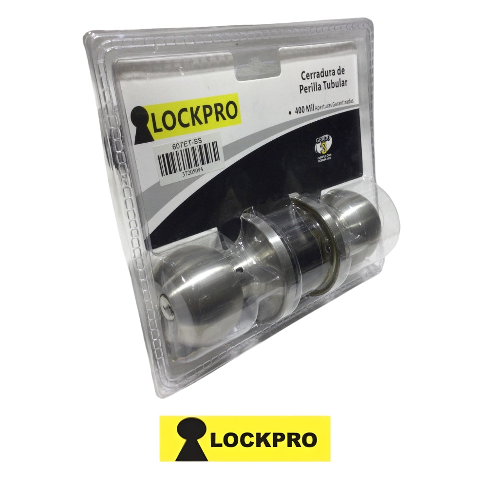 CERRADURA DE POMO CON LLAVE ACABADO ACERO INOXIDABLE 607 LOCKPRO