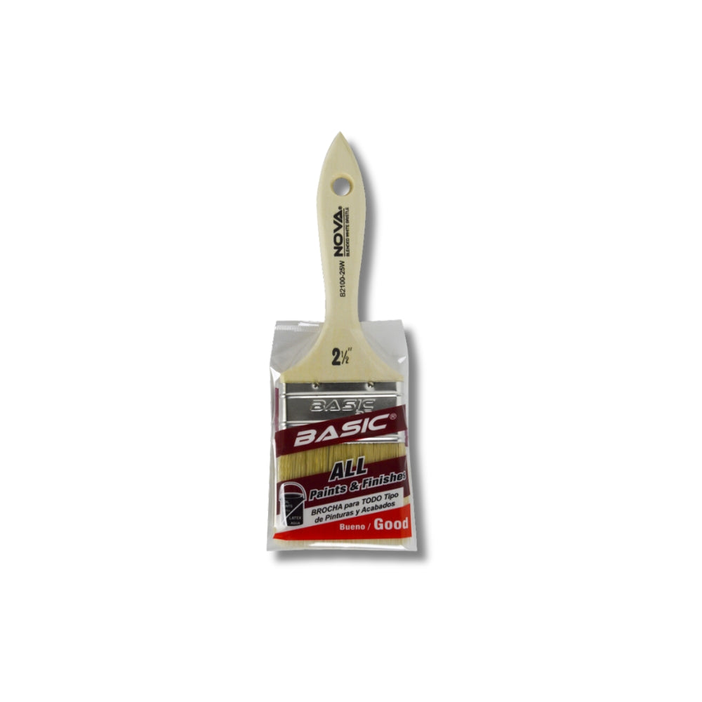 BROCHA NOVA BASIC B2 ALL PAINTS CERDA BLANCA 2 1/2 PULGADAS B2100-25W