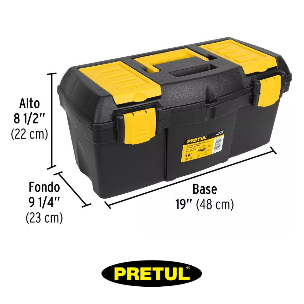 CAJA DE HERRAMIENTA NEGRO/AMARILLO PRETUL 19 PULGADAS