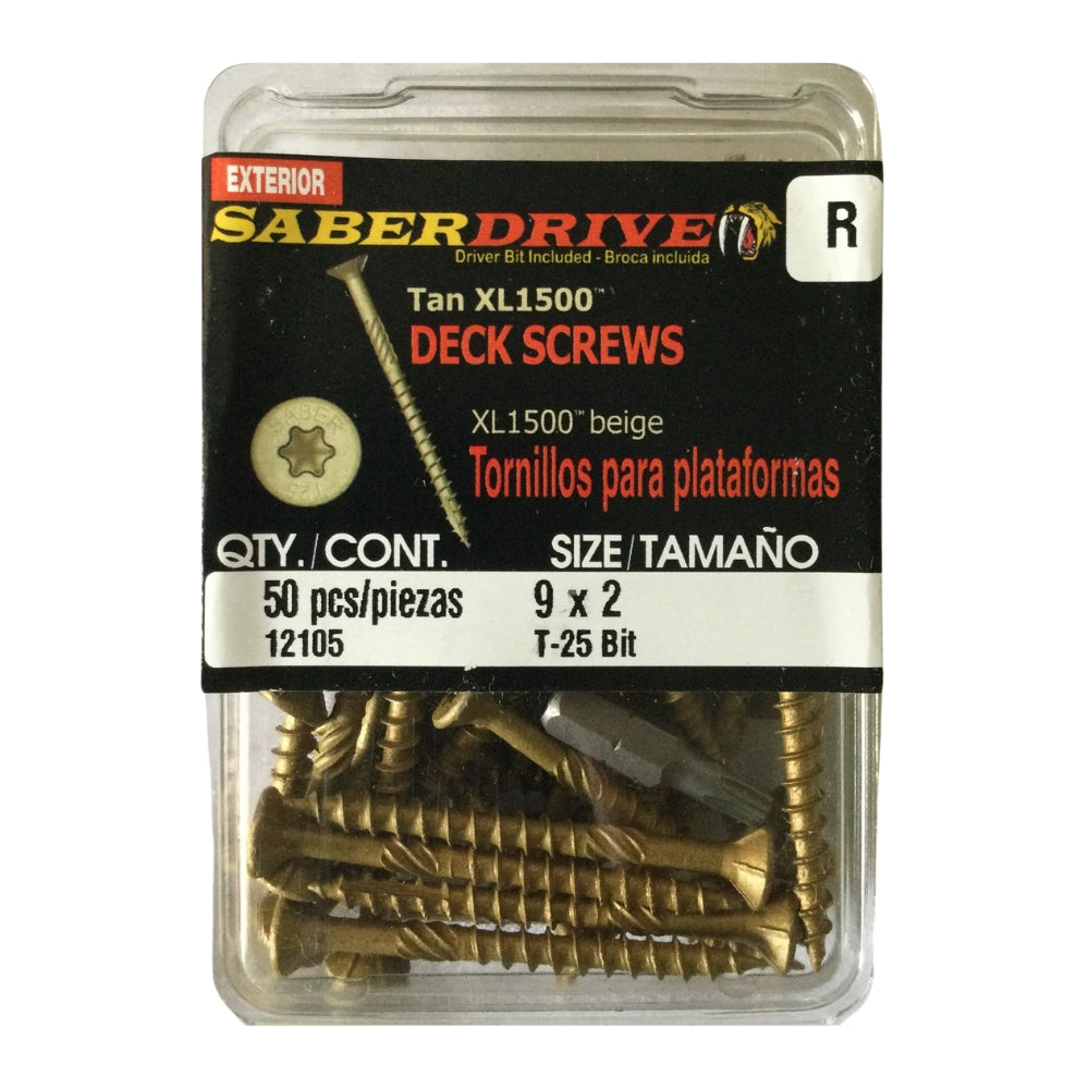 TORNILLO PARA MADERA CABEZA TORX COLOR LATON XL 1500 #9 x 2 PULGADAS
