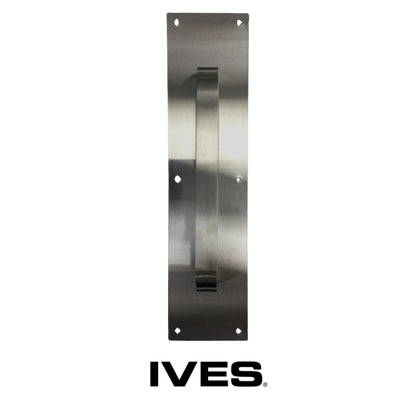 PLACA CON HALADOR DE ACERO INOXIDABLE 4 PULGADAS X 16 PULGADAS Y 10 PULGADAS DE CENTRO A CENTRO ACABADO US32D  (8305-0 4X16 10 PULGADAS CTC US32D/630 ) IVES