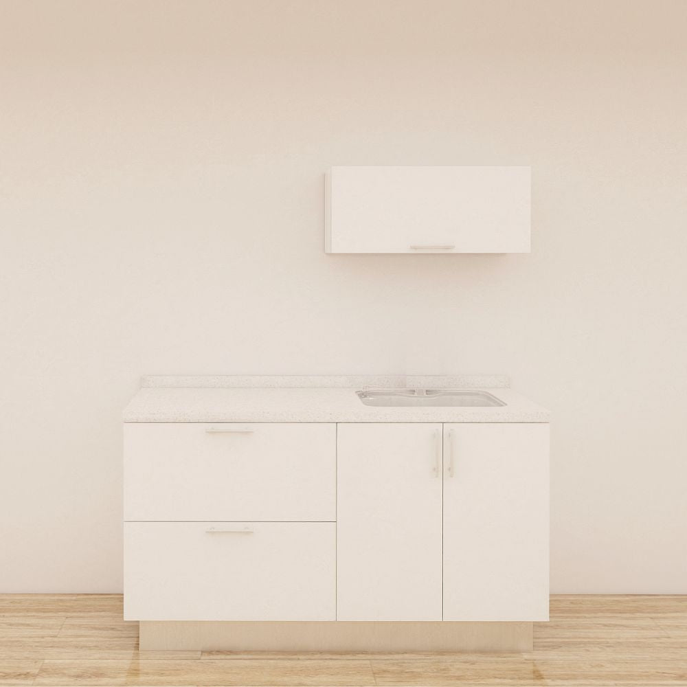 MUEBLE DE COCINA CON FREGADOR Y GABINETE AEREOS COLOR BLANCO YKL-CG-05/TH2242 DERECHO 1.20M