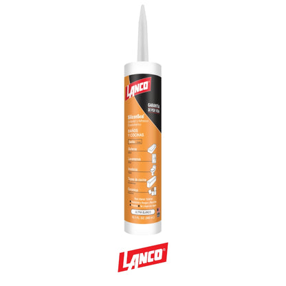 SELLADOR ACRILICO SILICONSEAL PARA BAÑOS Y COCINAS BLANCO 10 OZ CC781-18 LANCO