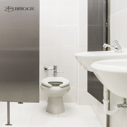 TAZA DE FLUXOMETRO CARLTON ADA HET CON SPUD METÁLICO Y ASIENTO SIN TAPA BRIGGS COLOR BLANCO