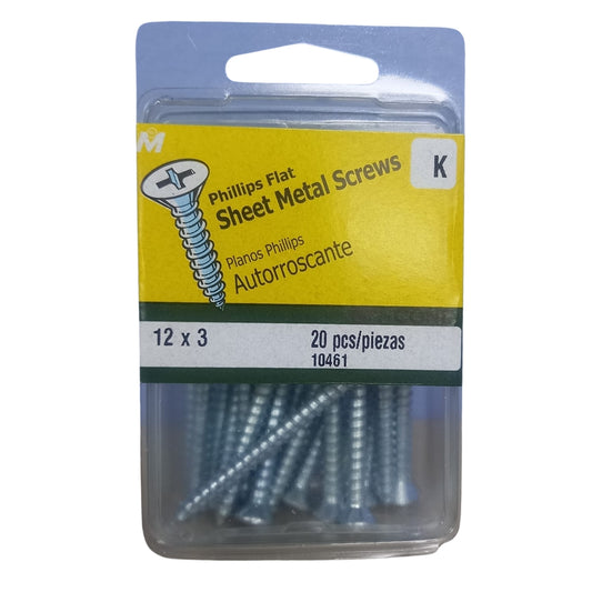 TORNILLO PARA LAMINA ZINCADO CAB PLANA PHILLIPS #12 x 3 PULGADAS