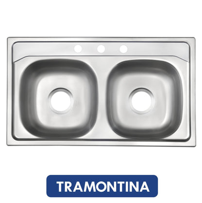 FREGADOR DE EMPOTRAR DOBLE 33 PULGADASX19 PULGADAS (840 MM X 483 MM) TRAMONTINA