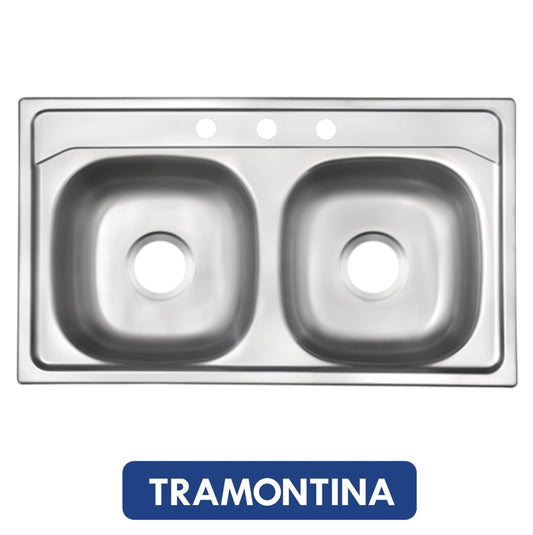 FREGADOR DE EMPOTRAR DOBLE 33 PULGADASX19 PULGADAS (840 MM X 483 MM) TRAMONTINA