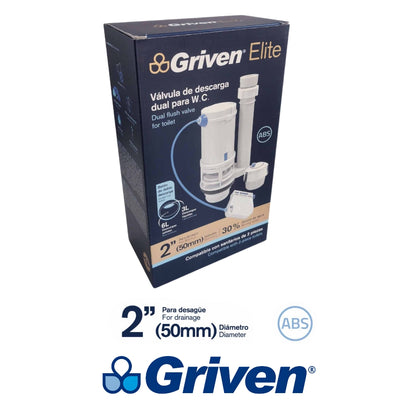 VALVULA DE DESCARGA DUAL PARA TANQUE DE INODORO GRIVEN GRV-DTSET-FSHV