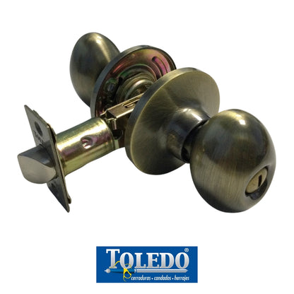 CERRADURA TOLEDO SANTIAGO BOTON SIN LLAVE BRONCE ANTIGUO