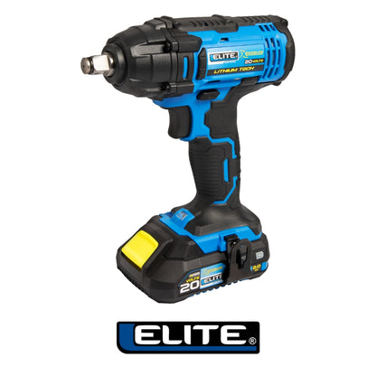 LLAVE DE IMPACTO INALAMBRICA COMPACTA 20V 250NM EJE DE 1/2 PULGADAS CON UNA BATERÍA 2 AH Y CARGADOR CAJA PLASTICA